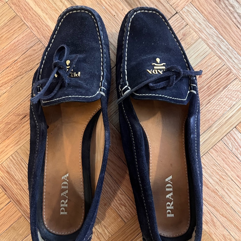 Lightly Worn Prada Navy Loafers